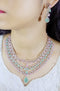 Star Cut AAA American Diamond Triple Layered Necklace Set with Long Earrings