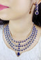 Star Cut AAA American Diamond Triple Layered Necklace Set with Long Earrings