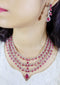 Star Cut AAA American Diamond Triple Layered Necklace Set with Long Earrings