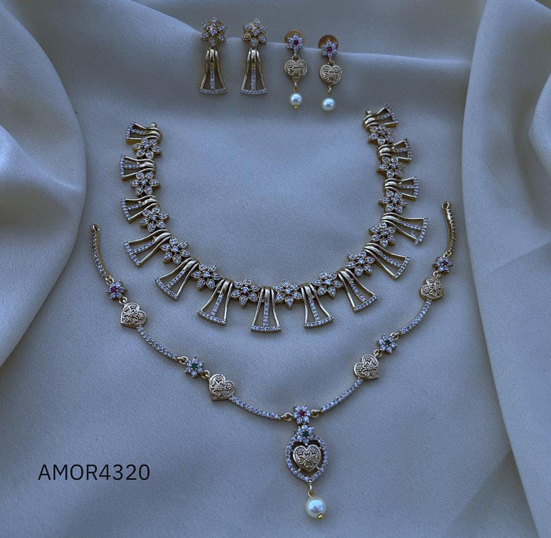 Double-layered Necklace And Earrings