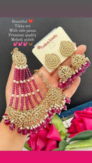 The Set Includes A Tikka  And A Pair Of Jhumka With Side Passa