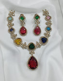 Necklace Features A Series Of Gemstones In Various Colors